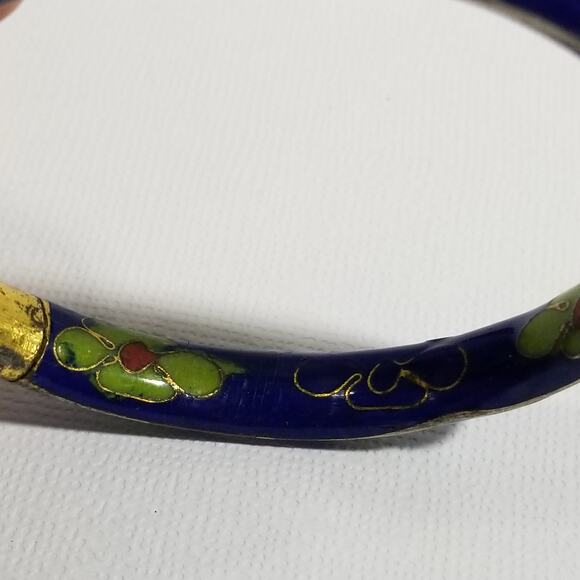 Vintage Cloisonne enamel bangle bracelet two and one half in - Picture 8 of 16